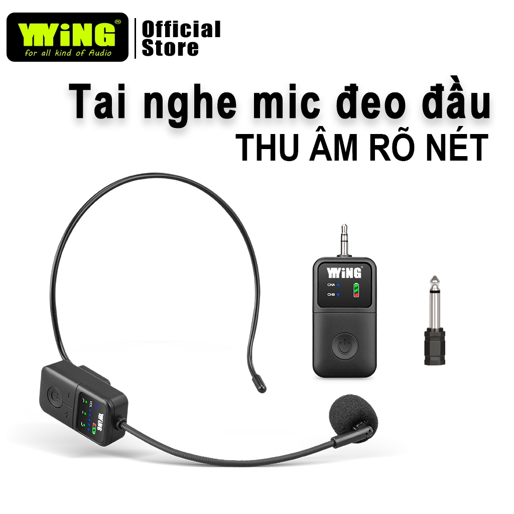 Microphone không dây YIYiNG chụp đầu, giảm ồn, thời lượng pin dài