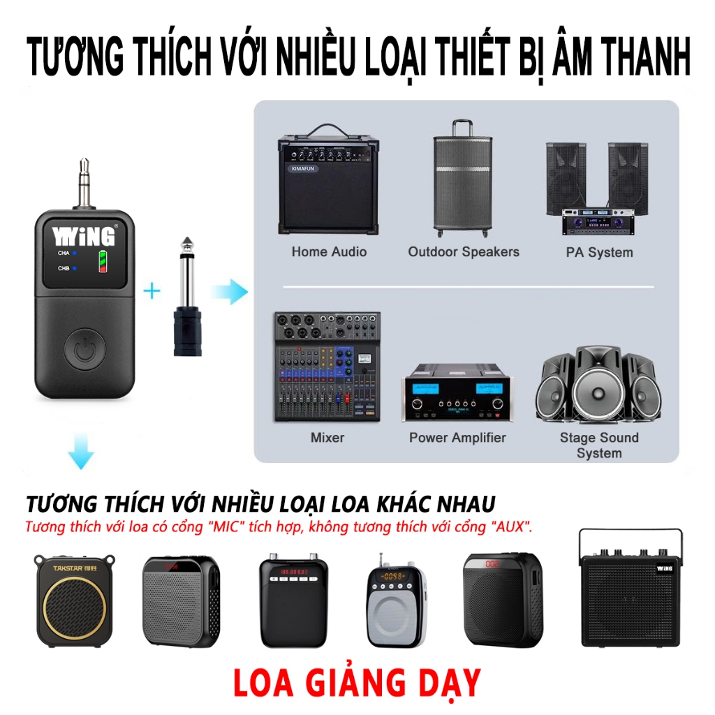 Microphone không dây YIYiNG chụp đầu, giảm ồn, thời lượng pin dài