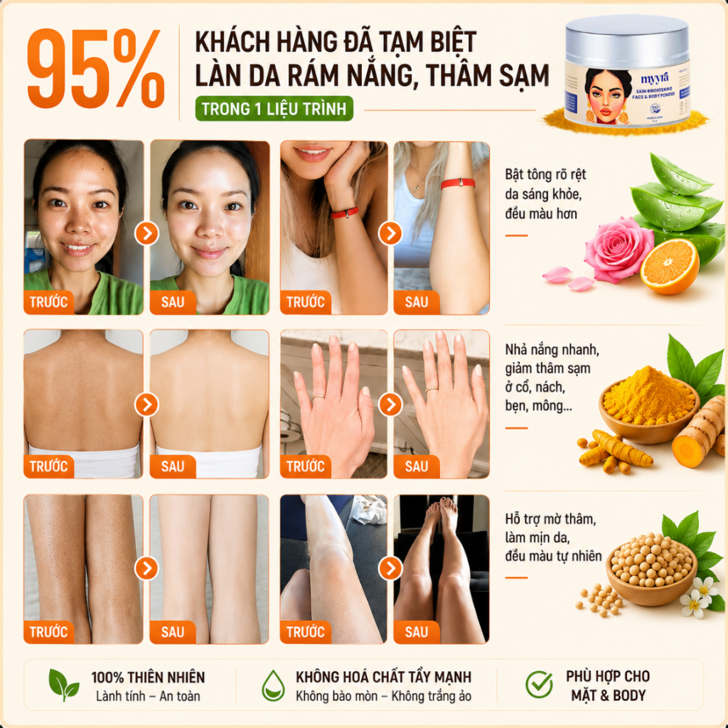 BỘT TRẮNG DA Thiên Nhiên Ấn Độ, Loại Bỏ Thâm Mụn Rám Nắng Tức Thì, An Toàn Cho Mặt Và Body Bột Ubtan