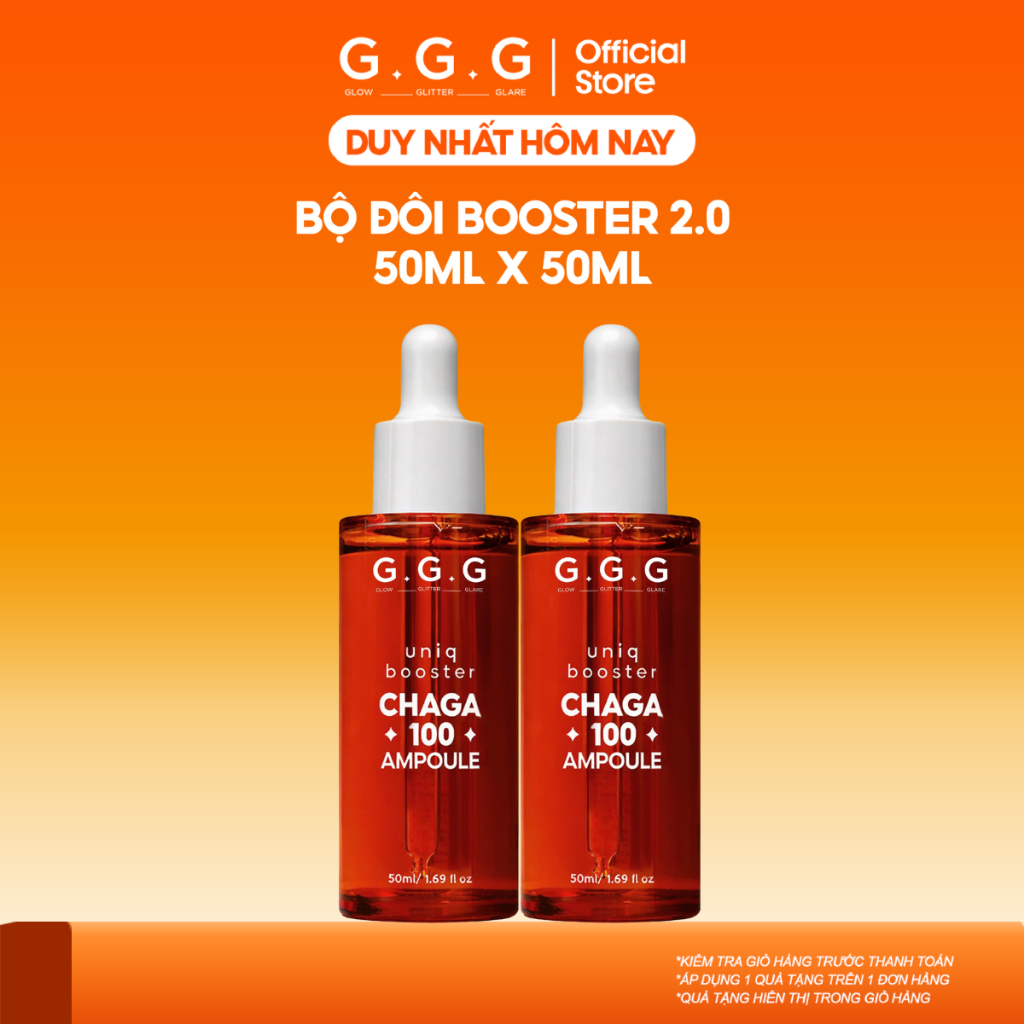 Bộ 2 Booster Nấm Chaga 2.0 G.G.G - Tinh Chất Phục Hồi Da Nhạy Cảm, Mỏng Yếu, Da Sau Treatment 50ml