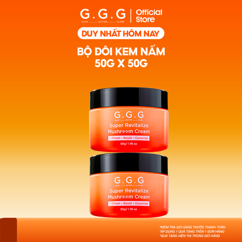 Combo 2 Kem Nấm Chaga Cấp Ẩm Chuyên Sâu, Da Căng Mịn và Giảm Nếp Nhăn G.G.G Super Revitalize Mushroom Cream 50g