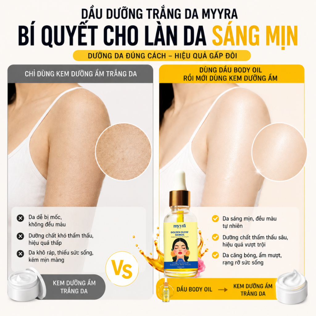 DẦU DƯỠNG SÁNG DA GIẢM THÂM Ấn Độ, căng bóng và ẩm mượt, đều màu da tức thì, hương hoa hồng thơm lâu