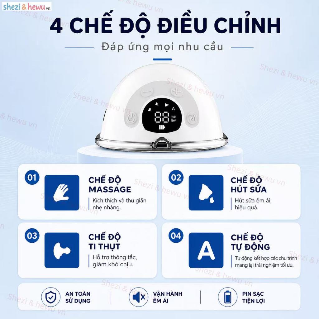 Máy hút sữa không dây Shezi K9, dung tích lớn 150ml, hút sữa nhanh và không đau rát, chất liệu an toàn