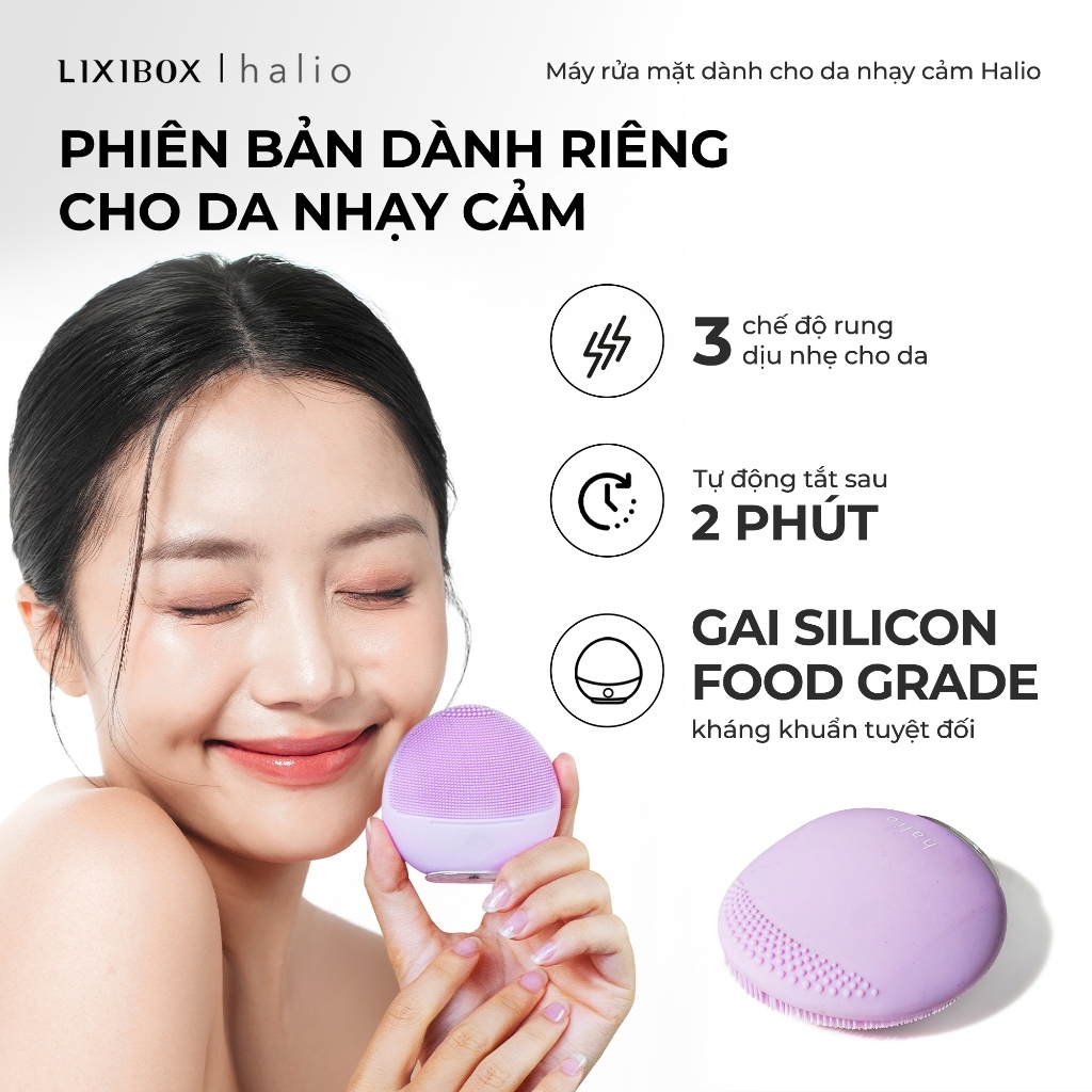 [Gift] Máy Rửa Mặt Dành Cho Da Nhạy Cảm Halio Sensitive Facial Cleansing Massaging Device - Baby Pink