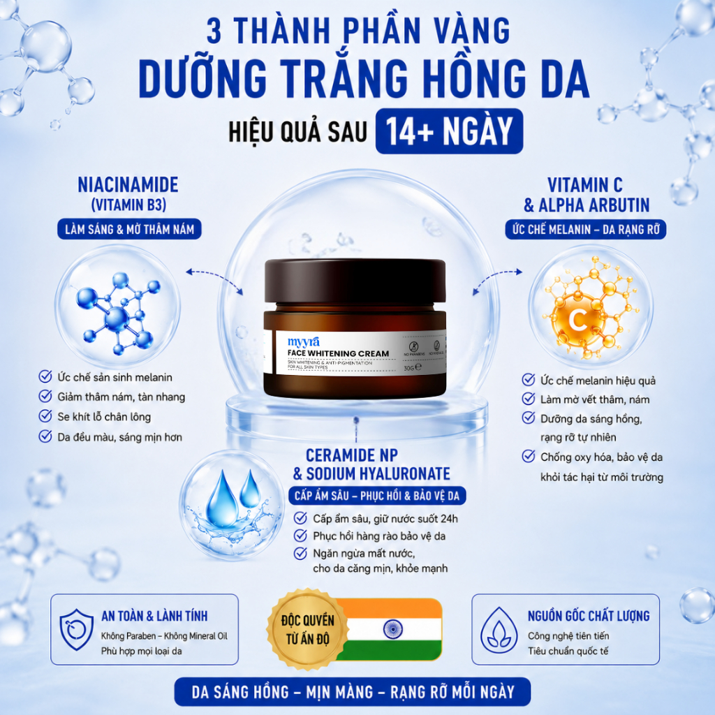 |7 NGÀY BẬT TONE| KEM DƯỠNG ẨM TRẮNG HỒNG DA, MỜ THÂM SẠM NÁM, TÀN NHANG, CHỐNG LÃO HOÁ, MỊN MÀNG DA