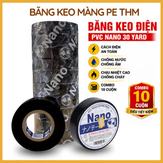 10 Cuộn Băng Keo Điện Đen PVC 30 Yard - Băng Dính Cách Điện Chống Nước Chịu Nhiệt Quấn Dây Điện