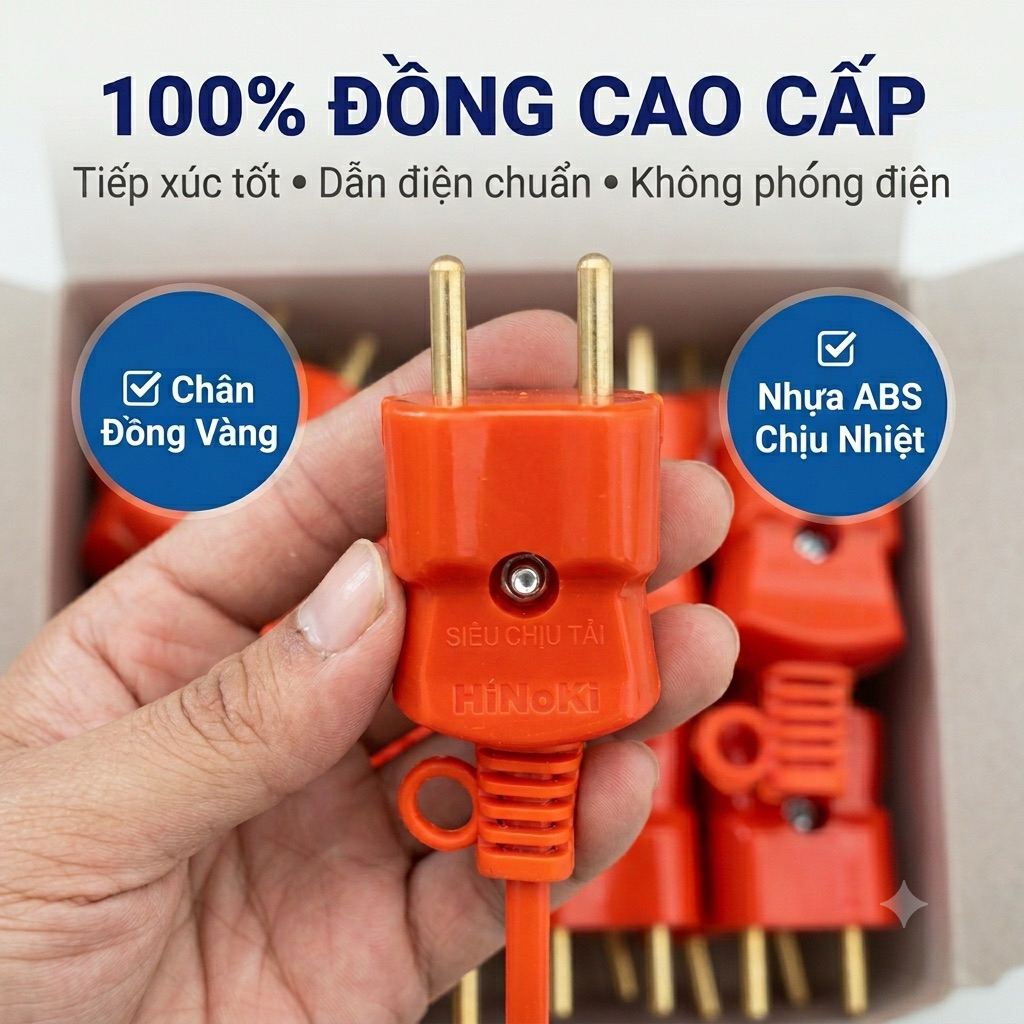 Combo 5/10/20 Phích Cắm HINOKI Không Dây Chịu Tải 3000W – Chống Cháy Chống Vỡ Chân Đồng Cao Cấp