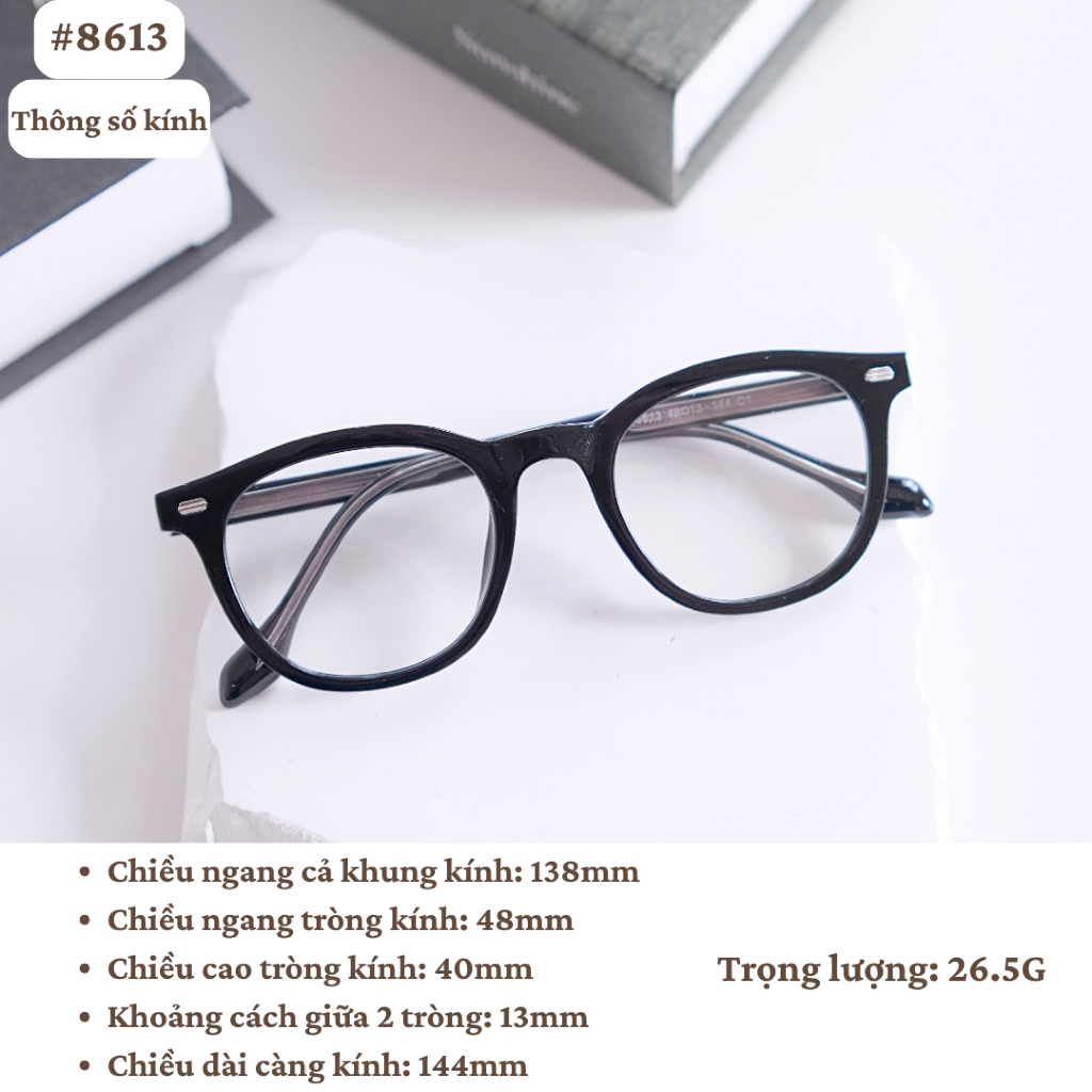 Gọng kính mắt oval thời trang nam nữ 8613 3 màu chất liệu nhựa dẻo đơn giản và trẻ trung sang trọng Eye-conic
