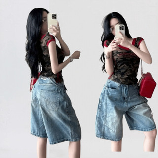 Quần Ngố Thêu Logo Túi Sau Mei Clothing - Quần Short Ngố Jean Nữ Baggy Hack Dáng Dễ Phối Hot Trend