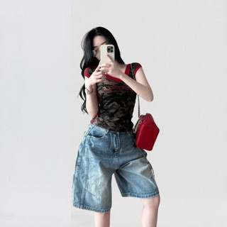 Quần Ngố Thêu Logo Túi Sau Mei Clothing - Quần Short Ngố Jean Nữ Baggy Hack Dáng Dễ Phối Hot Trend
