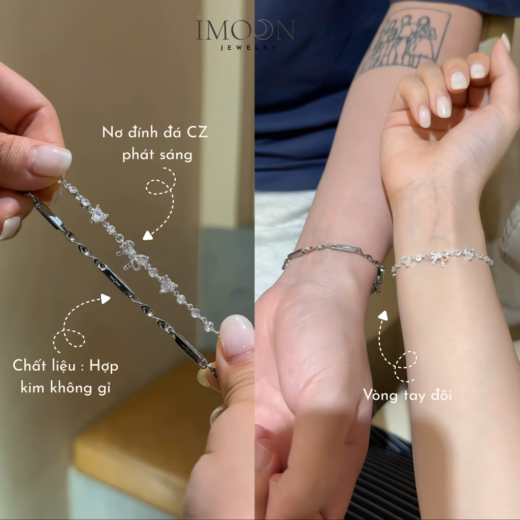 Lắc tay đôi Loving Loop hợp kim cao cấp không gỉ, vòng tay đôi Imoon Jewelry