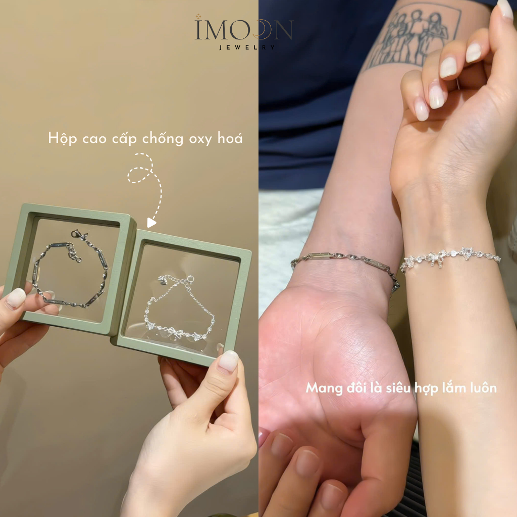 Lắc tay đôi Loving Loop hợp kim cao cấp không gỉ, vòng tay đôi Imoon Jewelry