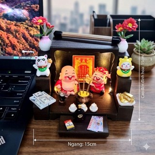 Bàn Thờ  Đèn Led Thần Tài Thổ Địa Mini  May Mắn Tài Lộc Trang trí Bàn Làm Việc Mô Hình Cao Cấp VIP
