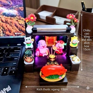 Bàn Thờ  Đèn Led Thần Tài Thổ Địa Mini  May Mắn Tài Lộc Trang trí Bàn Làm Việc Mô Hình Cao Cấp VIP