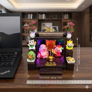 Bàn Thờ  Đèn Led Thần Tài Thổ Địa Mini  May Mắn Tài Lộc Trang trí Bàn Làm Việc Mô Hình Cao Cấp VIP