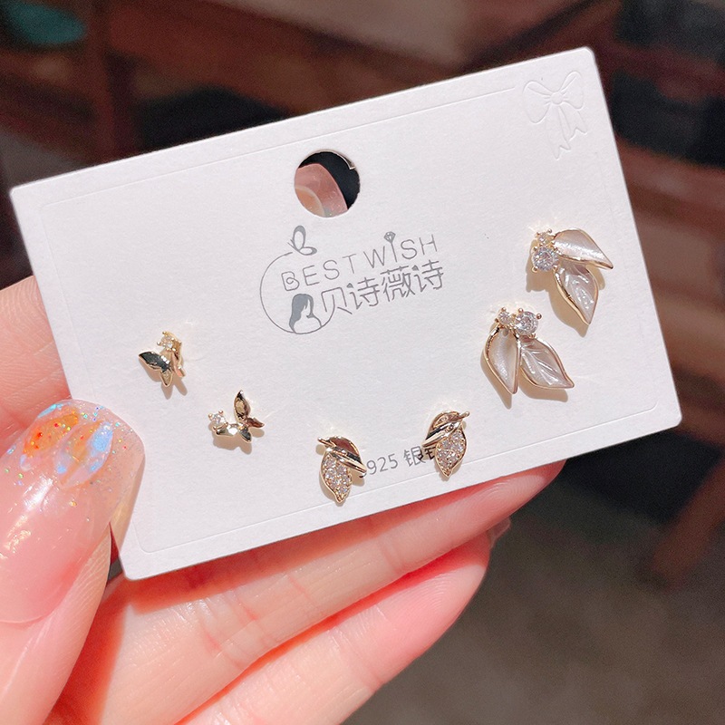 V.I.T Accessories | Set bông tai lá đính đá 6 chiếc (1 màu)
