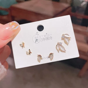 V.I.T Accessories | Set bông tai lá đính đá 6 chiếc (1 màu)