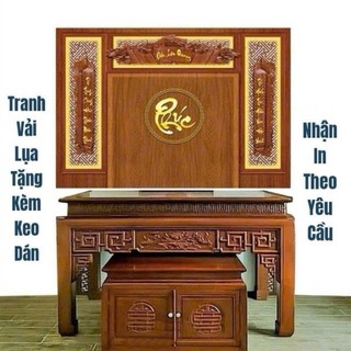 Tranh decor phòng thờ, tranh dán tường phòng thờ, tranh 3D in trên chất liệu vải lụa (shop sẽ gửi kèm keo dán)