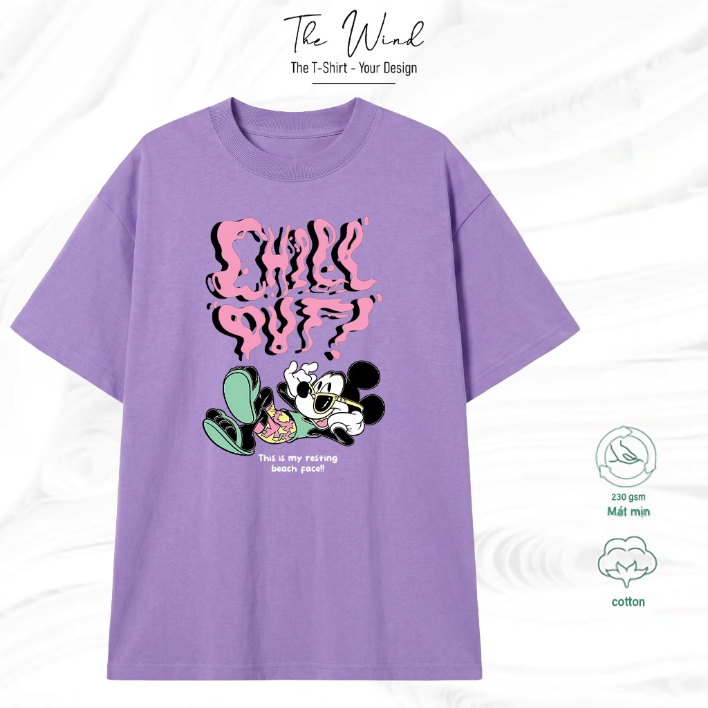 Áo thun in hình Mickey đi biển phong cách Tropical Nhiều Màu Vải Cotton Cao Cấp