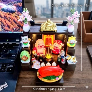 Bàn Thờ  Đèn Led Thần Tài Thổ Địa Mini  May Mắn Tài Lộc Trang trí Bàn Làm Việc Mô Hình Cao Cấp VIP