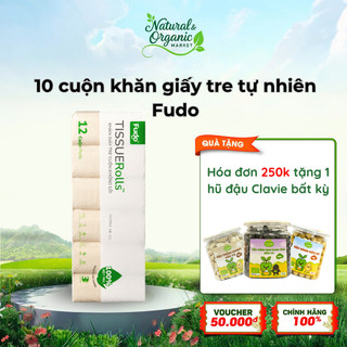 Khăn Giấy Tre Tự Nhiên Fudo 10 Cuộn – Giấy 3 Lớp Dai Mềm, An Toàn Cho Gia Đình - Natural Market