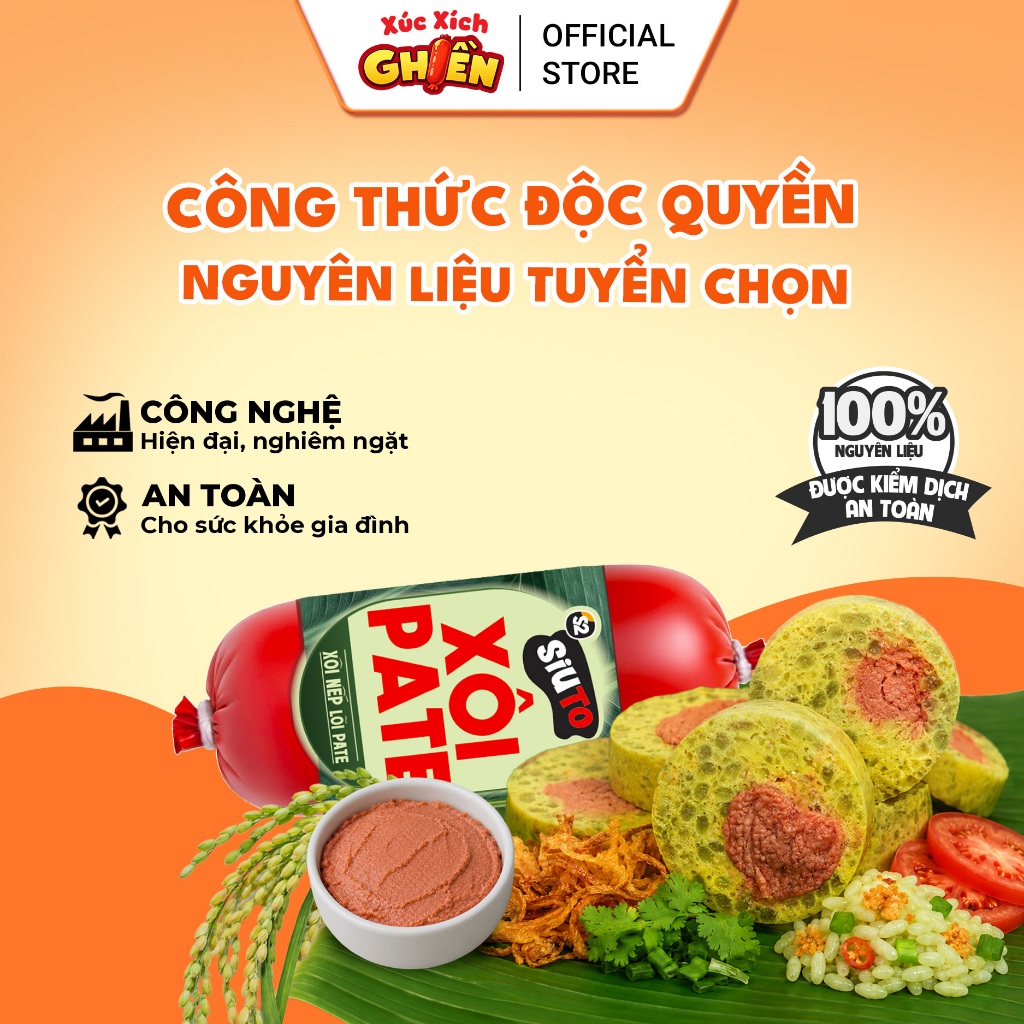 Combo 5 Cây Xôi Nếp Lõi Pate Muối Rắc Hành Phi Siuto Vietinter Foods (Cây 85g)