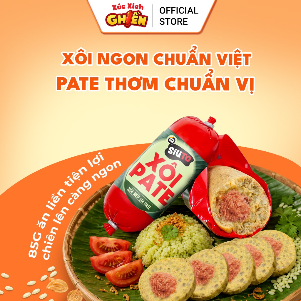 Combo 5 Cây Xôi Nếp Lõi Pate Muối Rắc Hành Phi Siuto Vietinter Foods (Cây 85g)