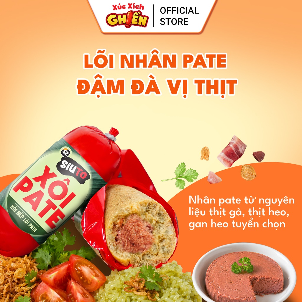 Combo 5 Cây Xôi Nếp Lõi Pate Muối Rắc Hành Phi Siuto Vietinter Foods (Cây 85g)