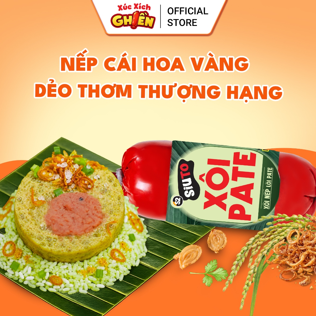 Combo 5 Cây Xôi Nếp Lõi Pate Muối Rắc Hành Phi Siuto Vietinter Foods (Cây 85g)