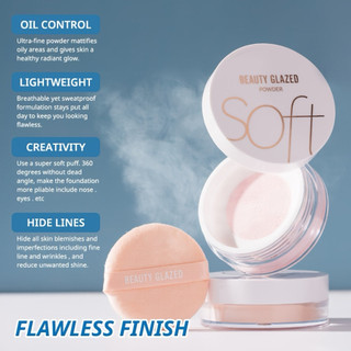 Phấn phủ bột kiềm dầu mỏng mịn Beauty Glaze Powder cố định lớp Makeup khô thoáng cả ngày 10g