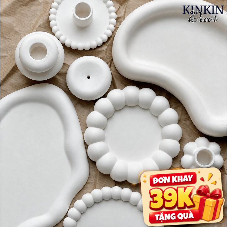 Khay thạch cao decor trang trí, đựng phụ kiện, trang sức, nến thơm, làm quà tặng KINKIN Decor | BigBuy360 - bigbuy360.vn