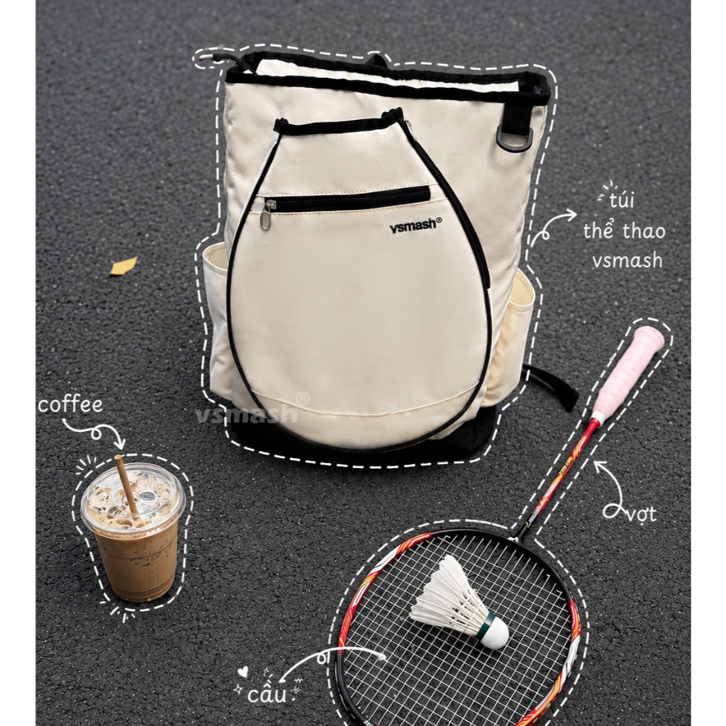 Balo đựng vợt Pickleball Cầu lông ARC Vsmash Sportswear, Chất liệu PU 800D Cao Cấp Chống Nhăn Chống Thấm Dễ Lau Chùi