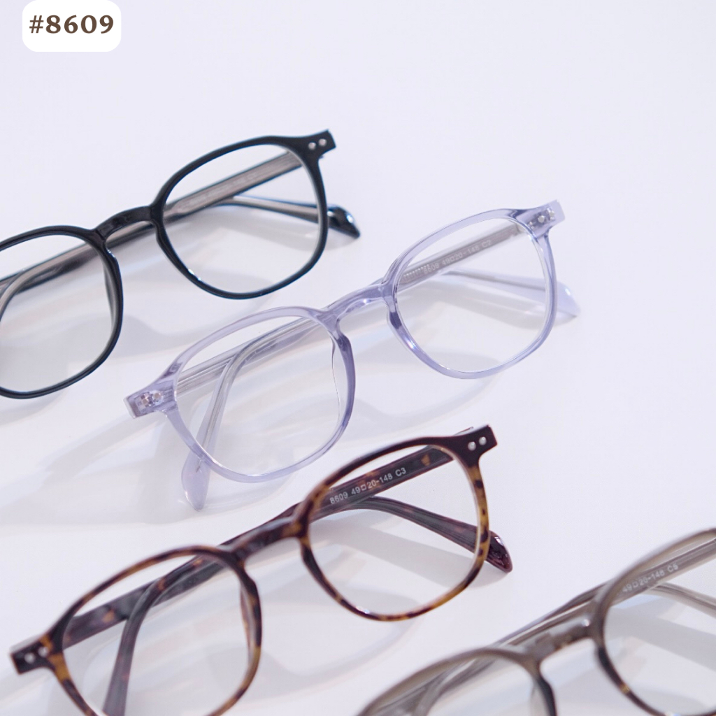 Gọng kính cận mắt oval thời trang nam nữ 8609 4 màu chất liệu nhựa dẻo đơn giản và trẻ trung sang trọng Eye-conic