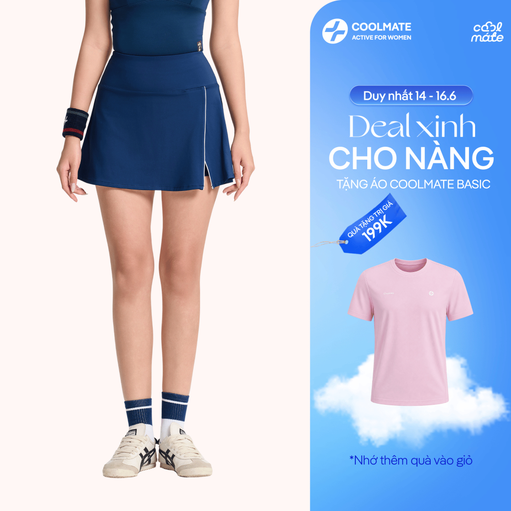 [MUA VÁY TẶNG ÁO]Váy thun thể thao Knit Aline Pickleball nữ chơi tennis cầu lông Driveshot Essentials - Coolmate Women