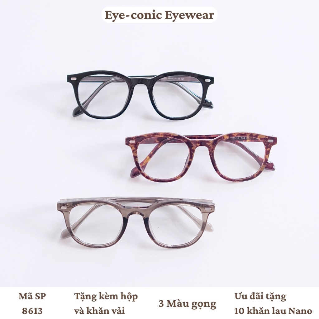 Gọng kính mắt oval thời trang nam nữ 8613 3 màu chất liệu nhựa dẻo đơn giản và trẻ trung sang trọng Eye-conic