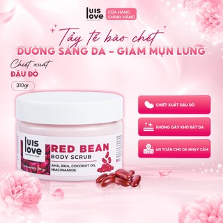 Tẩy tế bào chết body Luislove chiết xuất Dừa Macca, AHA BHA, Niacinamide dưỡng sáng da, mềm mịn 310g