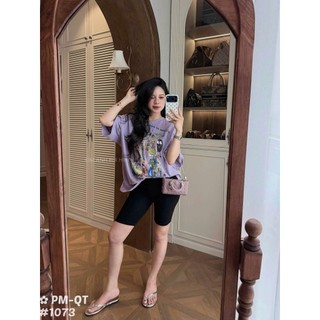 Áo Thun Nữ Màu Tím Hoạt Hình Form Rộng QCCC Cao Cấp