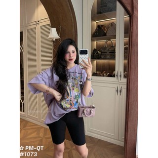 Áo Thun Nữ Màu Tím Hoạt Hình Form Rộng QCCC Cao Cấp