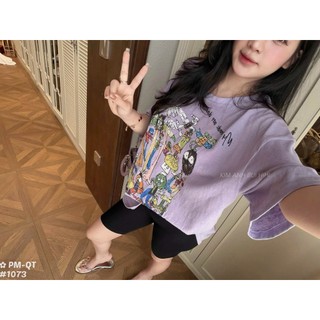 Áo Thun Nữ Màu Tím Hoạt Hình Form Rộng QCCC Cao Cấp