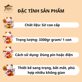 Mèo thần tài vẫy tay Đại Cát Tường cao 34cm (vàng - thỏi vàng)