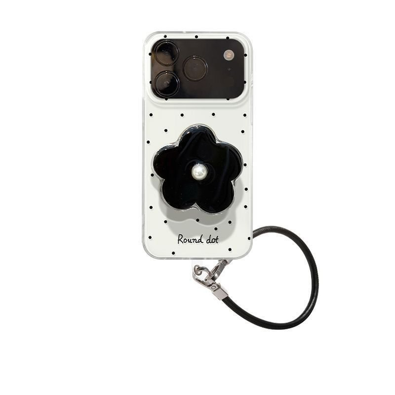 Ốp Lưng Họa Tiết Chấm Bi Kèm Pocket Và Dây Đeo Cho iPhone 11 / 12 / 13 / 14 / 15 / 16 / 17Promax