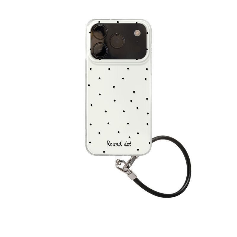 Ốp Lưng Họa Tiết Chấm Bi Kèm Pocket Và Dây Đeo Cho iPhone 11 / 12 / 13 / 14 / 15 / 16 / 17Promax