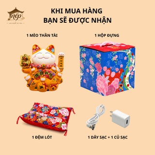 Mèo thần tài vẫy tay Đại Cát Tường cao 34cm (vàng - thỏi vàng)