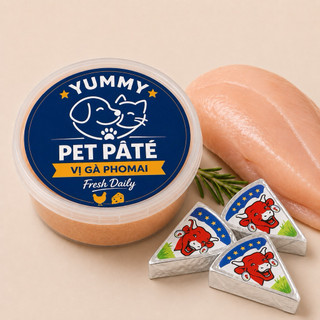 Pate Gà Mix Phomai hộp 500g siu bổ cho chó mèo, lông mượt nhiều vitamin để kháng tốt