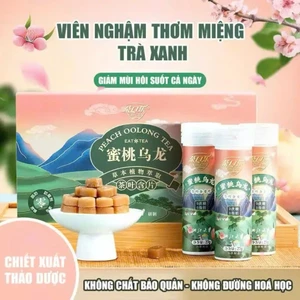 Set 3 Lọ Kẹo Ngậm Tinh Chất Trà Xanh Ô Long Thơm Miệng, Viên Ngậm Trà xanh Ô Long Đào Hơi Thở Thơm Mát Tự Tin Giao Tiếp