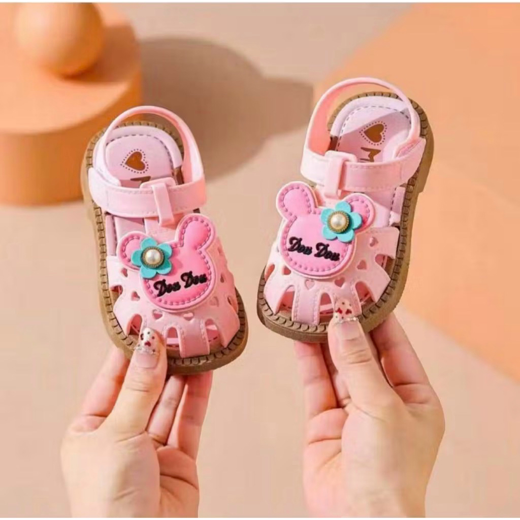 Sandal tập đi nơ cho bé gái, dép quai hậu trẻ em đế mềm mịn êm chân chống trơn trượt tốt size 15-23 bé 6m-2 tuổi