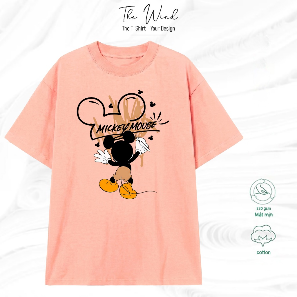 Áo thun in hình Mickey Mouse tự vẽ họa tiết Graffiti Form Rộng Cotton Việt Mềm Mịn Thoáng Mát