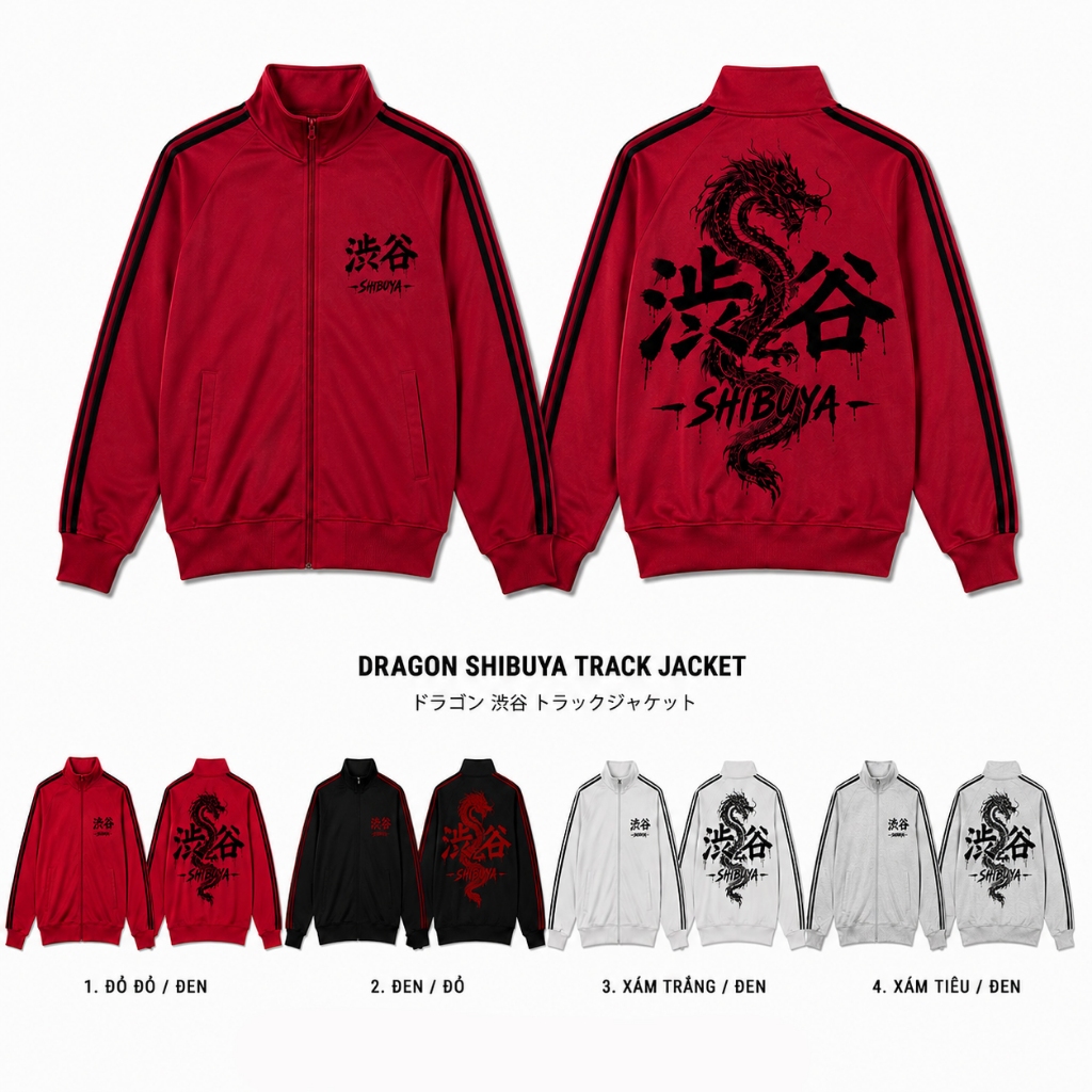 (KHÔNG XÙ LÔNG) - Áo Khoác Rồng Phong Cách Nhật Nỉ Chân Cua Cổ Trụ Form Regular StreetStyle Unisex - BingBing