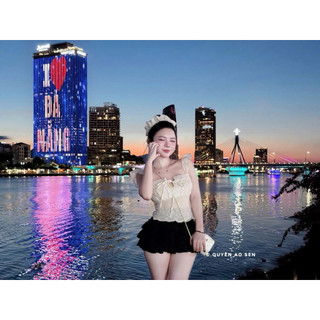SET ÁO REN BÈO MIX CHÂN VÁY TẦNG KÈM DÂY BUỘC TÓC HOT HIT