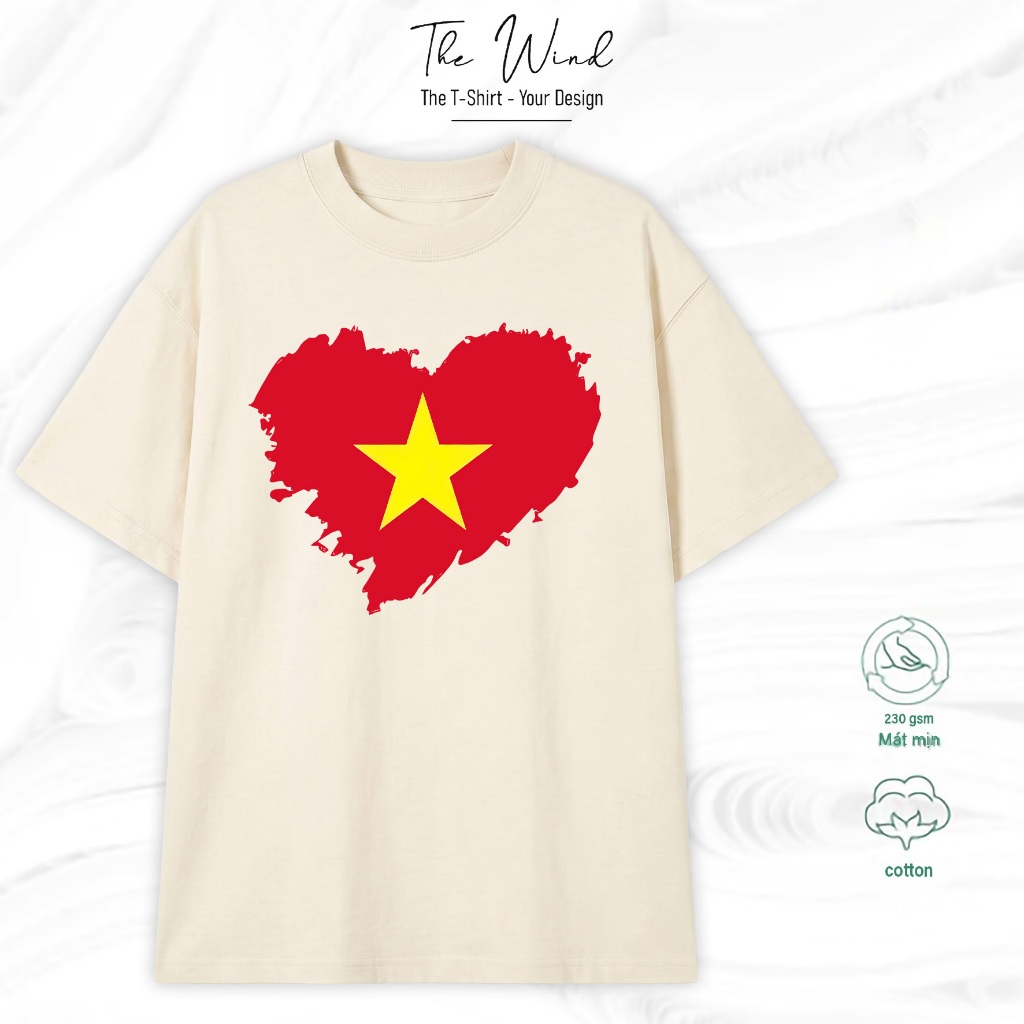 Áo thun in họa tiết Cờ Đỏ Sao Vàng tự hào dân tộc Phong Cách Streetwear Vải Cotton